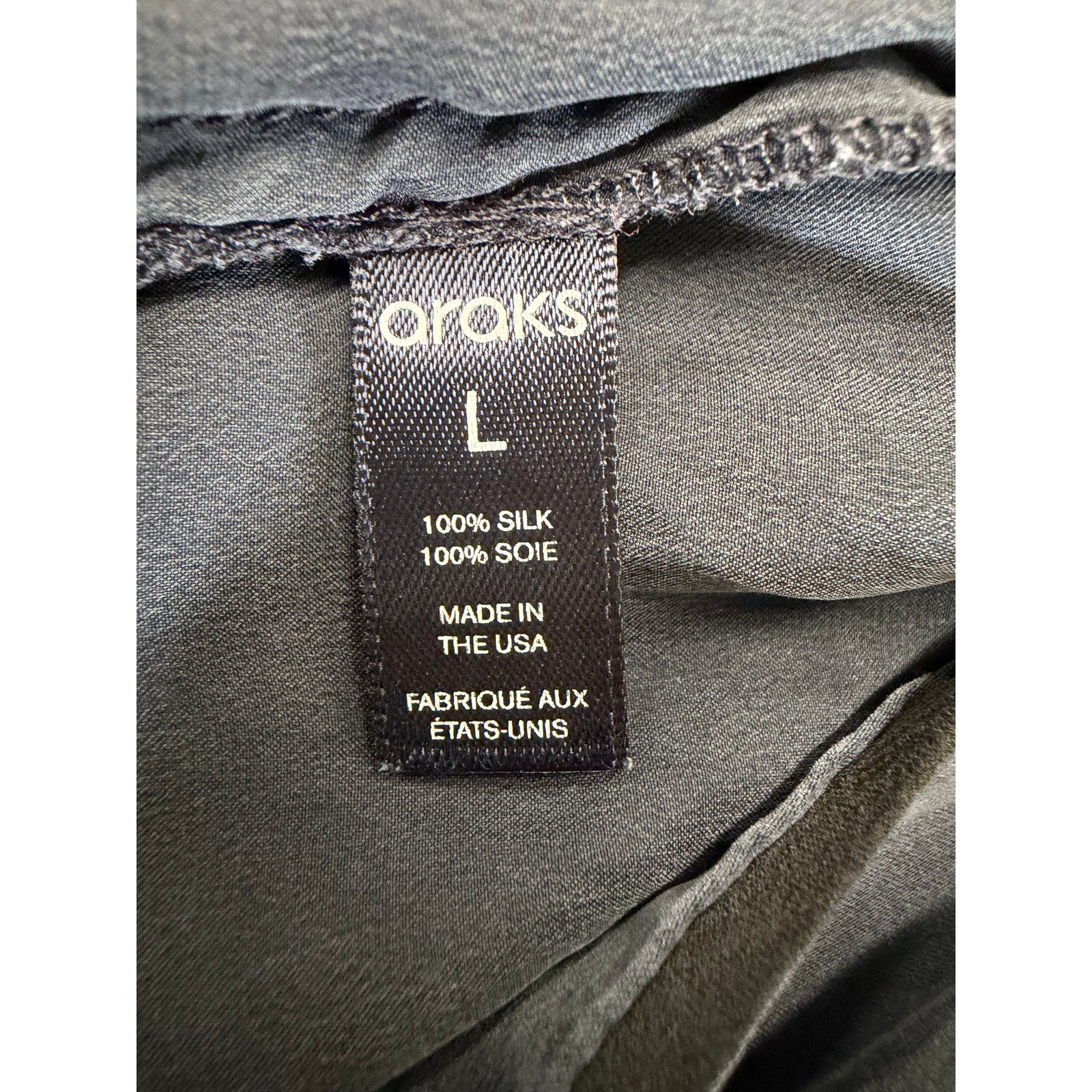 Araks Ny Luxury Navy Blue 100% Silk Kate Pajama Top L Quiet Luxury Loungewear — image 8 of 8